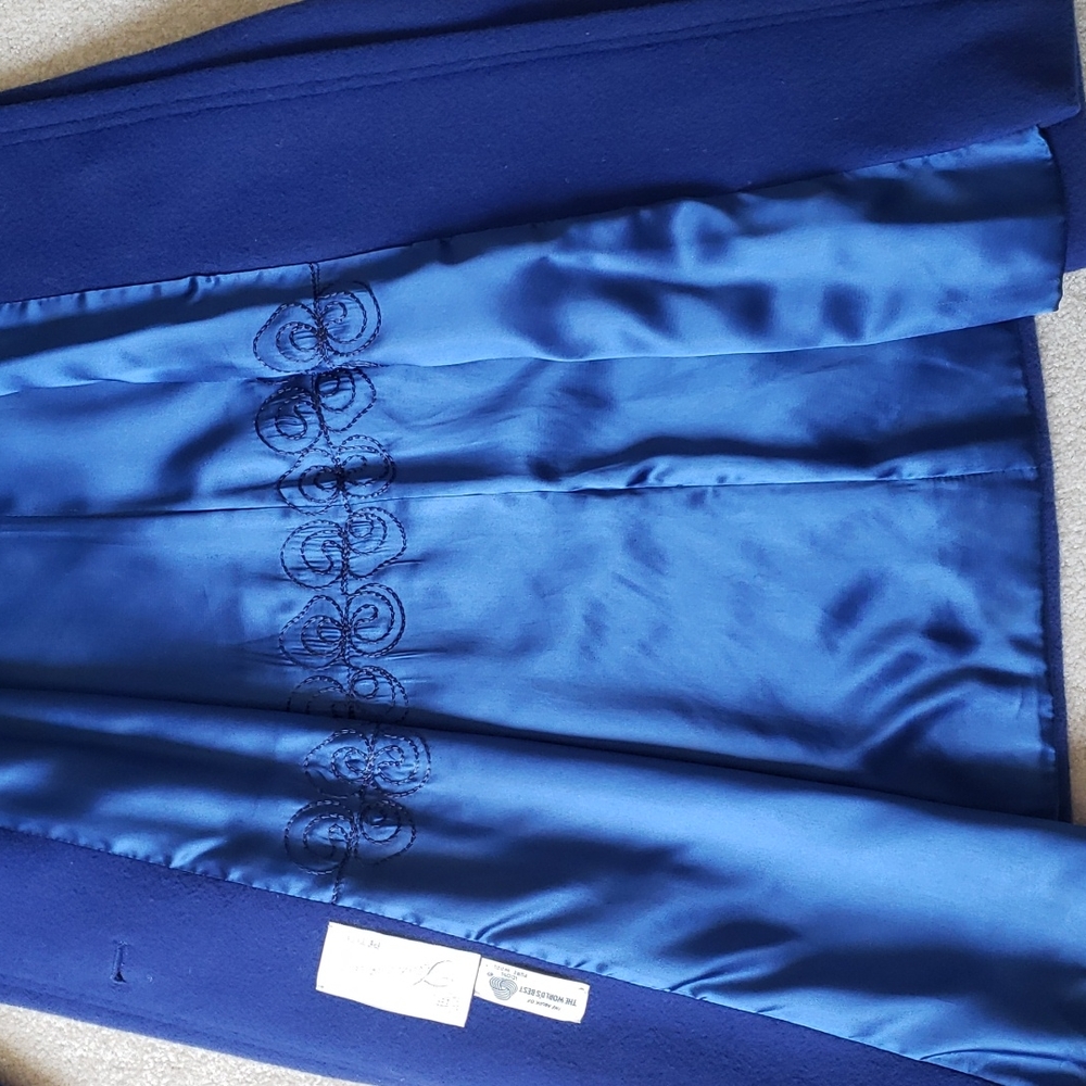 GUC Fashionbilt Long Cobalt Blue 100% Wool Coat, Size S. - Picture 8 of 11